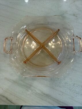 Vintage Pink Depression Glass Divided Serving Tray